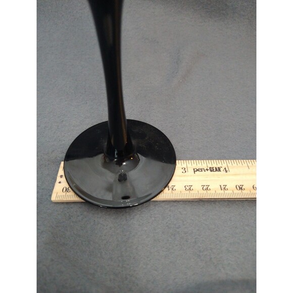 Set of 4 Swirl Unmarked Luminarc/Arcoroc? Black Stem Champagne Flutes Glasses - Picture 8 of 14